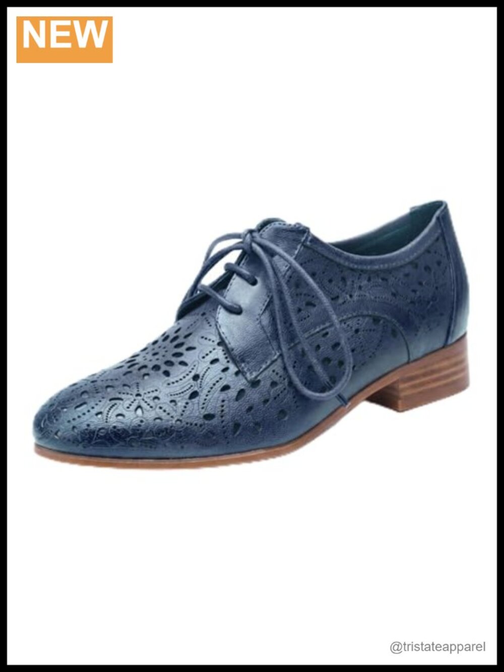 Women's Leather Perforated Lace-up Oxfords Brogue Derby Shoes